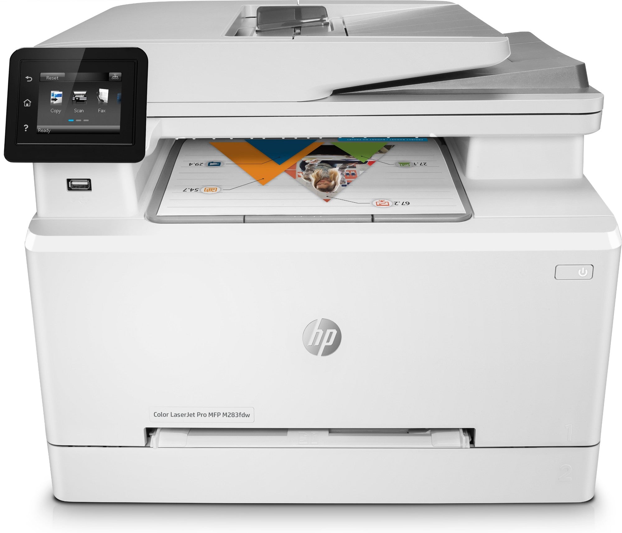 HP Color Laserjet Pro Mfp M283Fdw, Print, Copy, Scan, Fax, Front-Facing USB Printing; Scan To Email; Two-Sided Printing; 50-Sheet Uncurled Adf-(7KW75A#B19)